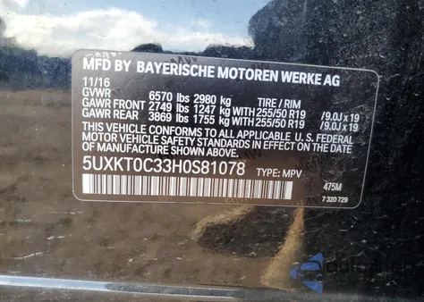 2017 BMW X5 Xdr40E from USA, damaged, VIN 5UXKT0C33H0S81078